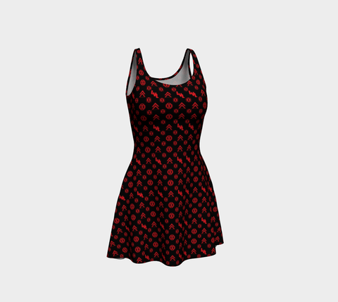 00 LvL Luxury Flare Dress - Black Red
