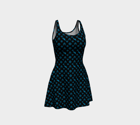 00 LvL Luxury Flare Dress - Black Baby Blue