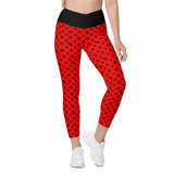 Red Luxury Crossover Leggings with Pockets