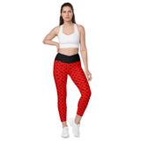 Red Luxury Crossover Leggings with Pockets